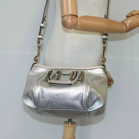 Chloe Etel Hand Bag Leather 2way Silver Auth - Picture 14 of 16